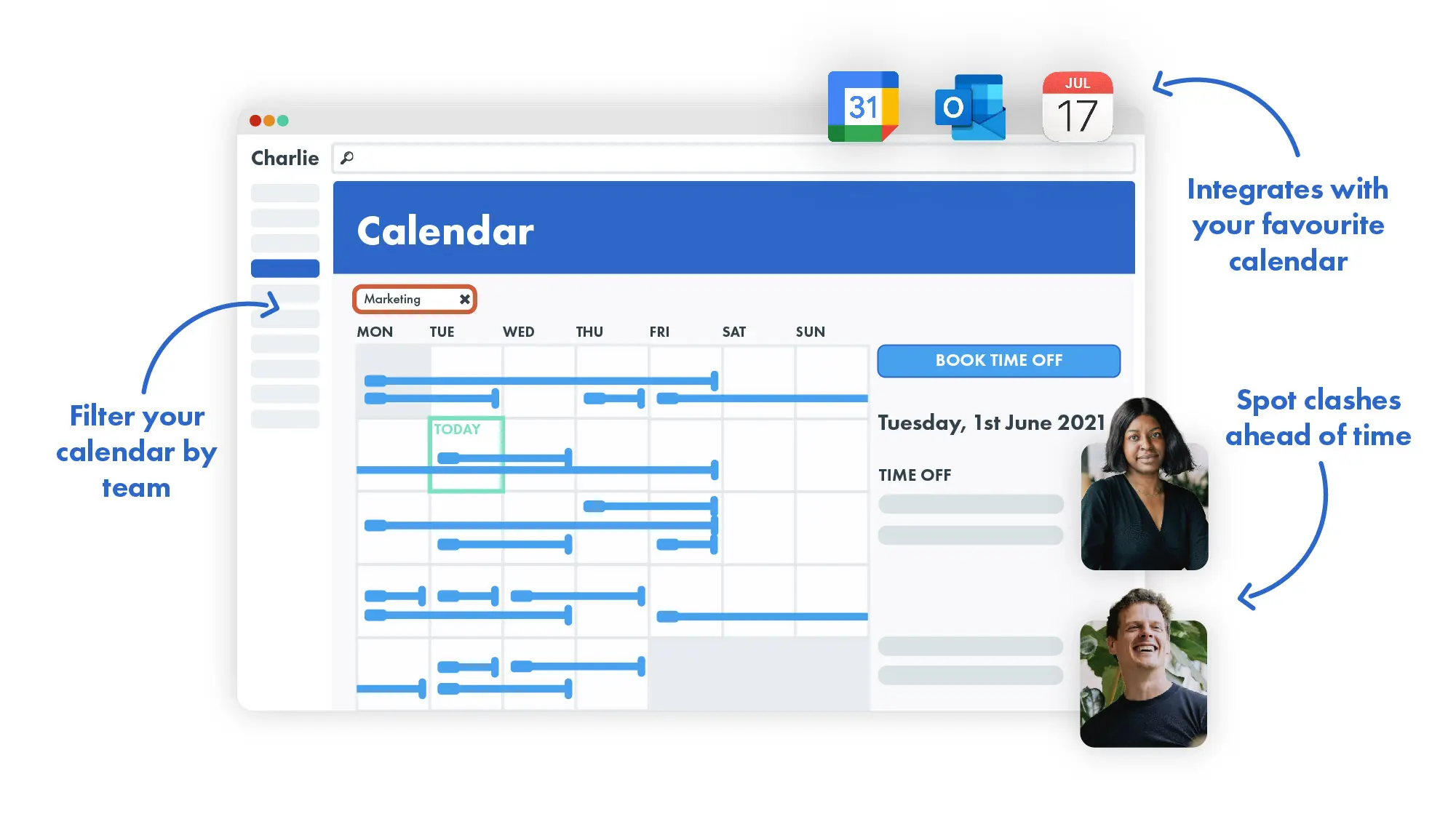 Screenshot of CharlieHR's company calendar