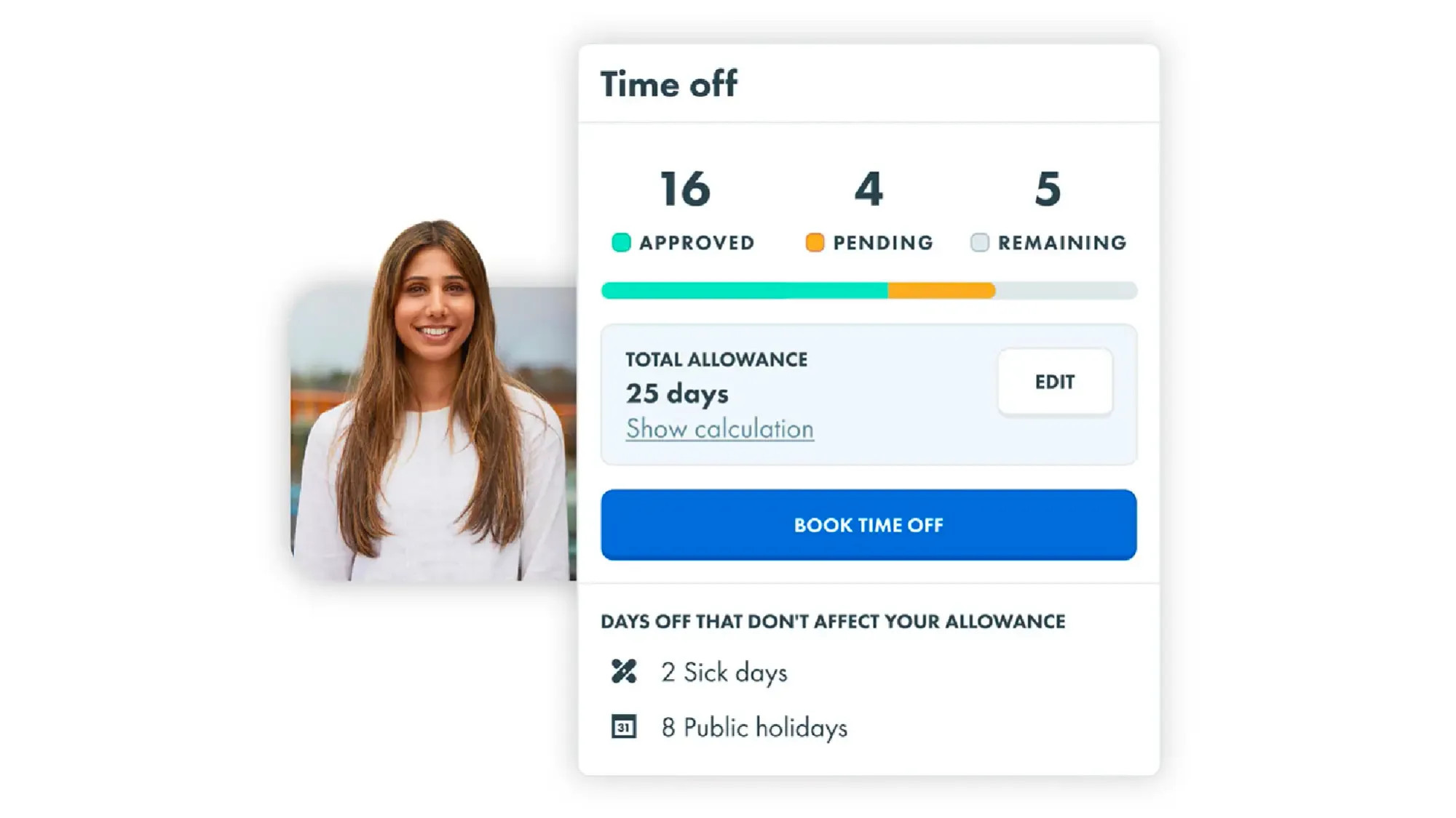 Screenshot of Charlie's time off allowance dashboard