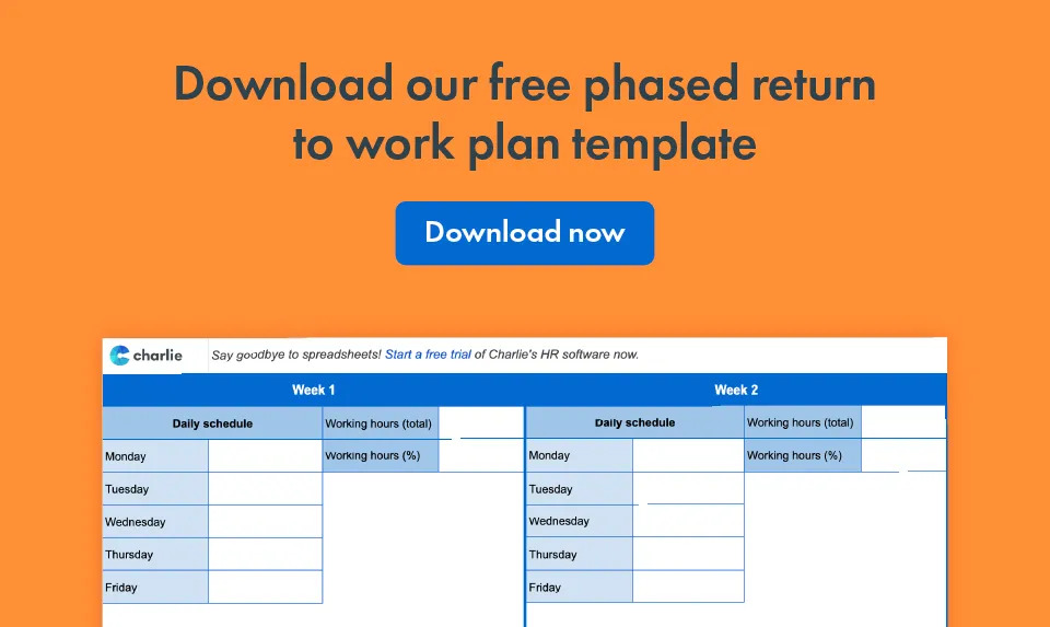 Download our free phased return to work plan template