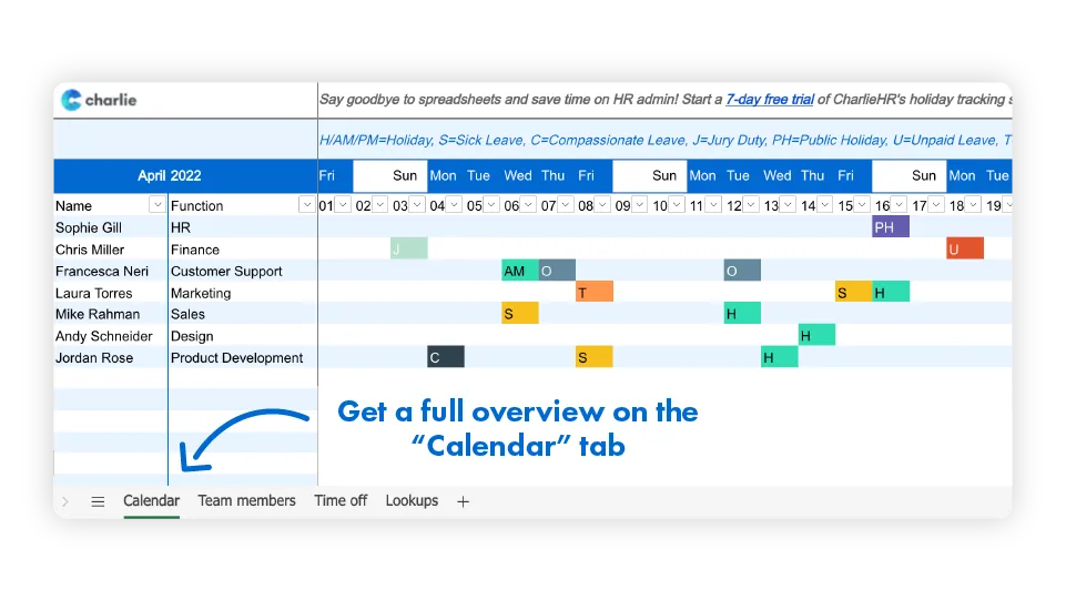 get a full overview on excel holiday tracker