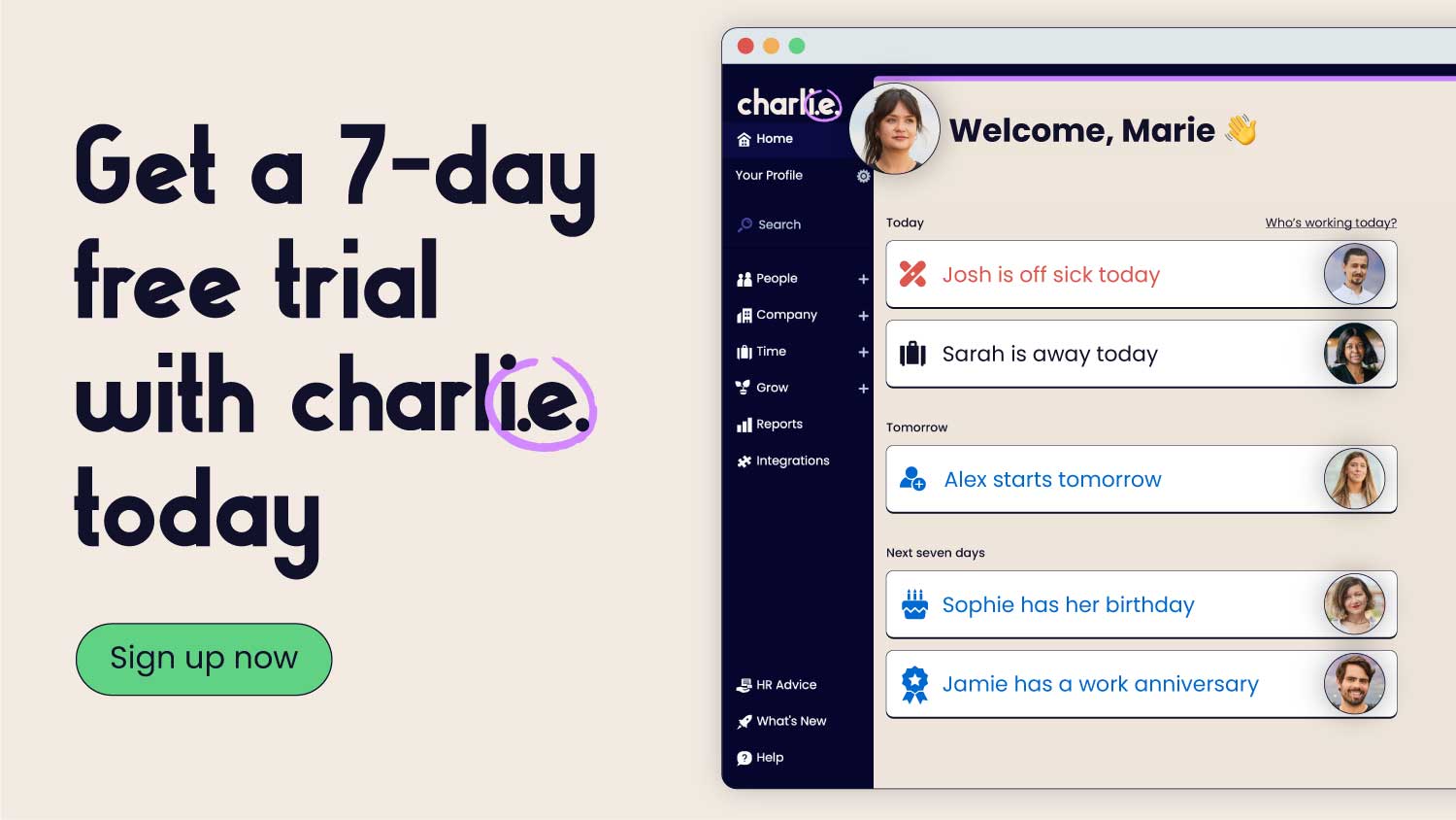 Click here to start a free trial of CharlieHR