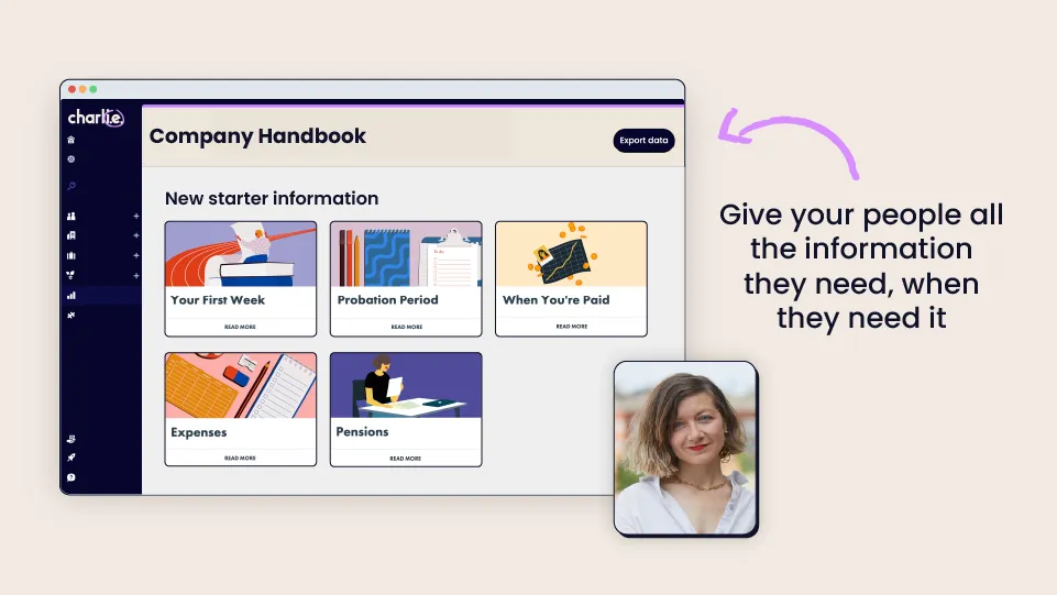 You can build and store your company handbook in CharlieHR