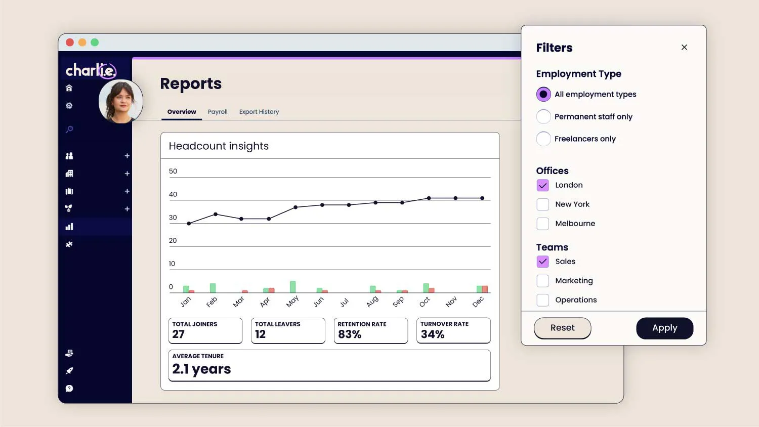 Pull key HR insights using Charlie's reports