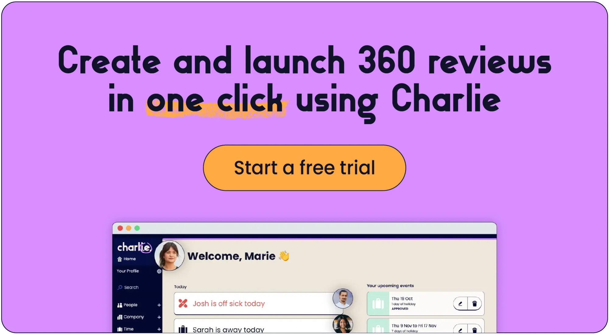 Click here to start a free trial of CharlieHR